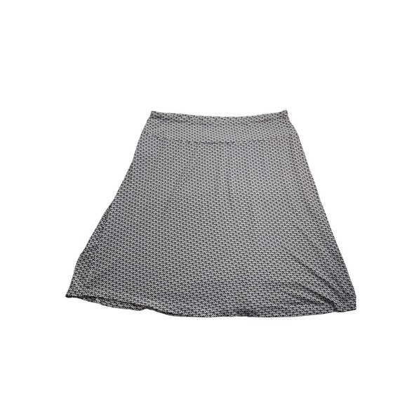 Basic Edition A-Line Knee Length Skirt XL Abstract Floral Black White Pull On - Picture 1 of 4